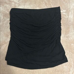 Black ruffled long tube top